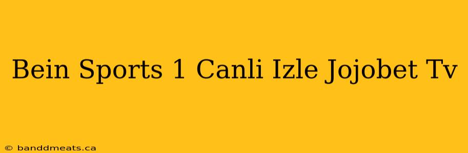 Bein Sports 1 Canli Izle Jojobet Tv