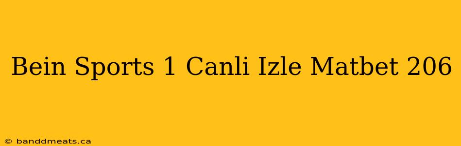 Bein Sports 1 Canli Izle Matbet 206