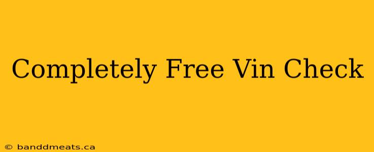 Completely Free Vin Check