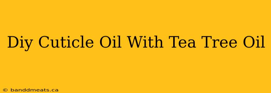 Diy Cuticle Oil With Tea Tree Oil