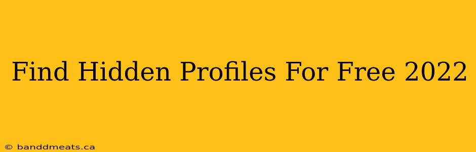 Find Hidden Profiles For Free 2022