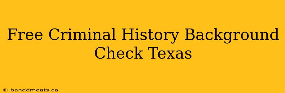 Free Criminal History Background Check Texas