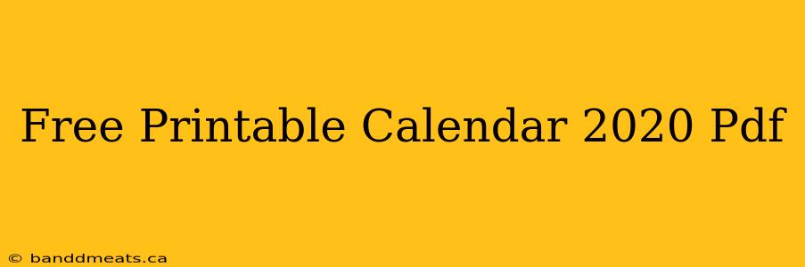 Free Printable Calendar 2020 Pdf