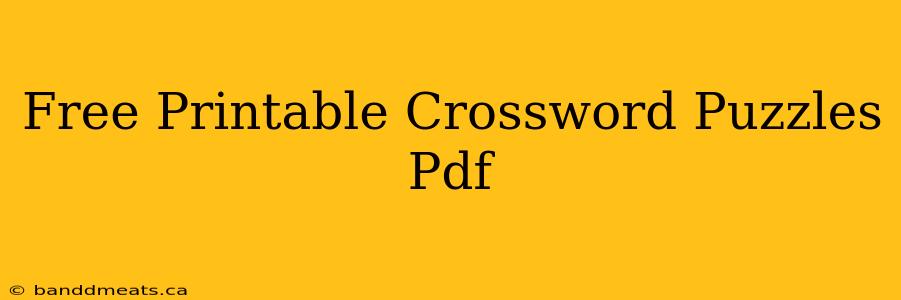 Free Printable Crossword Puzzles Pdf