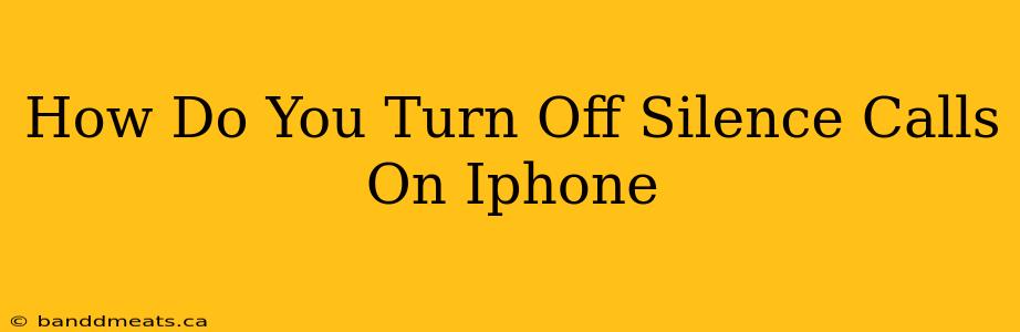 How Do You Turn Off Silence Calls On Iphone