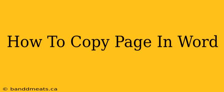 How To Copy Page In Word