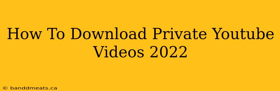 How To Download Private Youtube Videos 2022