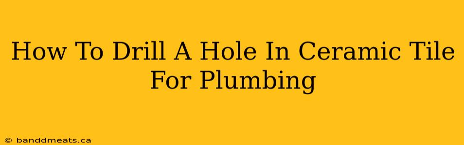 How To Drill A Hole In Ceramic Tile For Plumbing