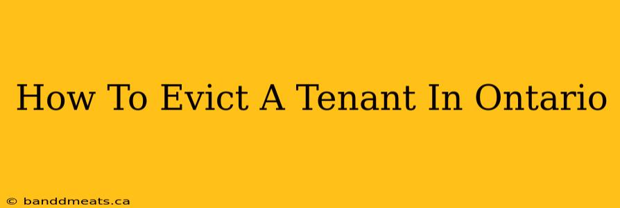 How To Evict A Tenant In Ontario