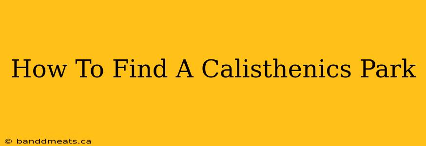 How To Find A Calisthenics Park