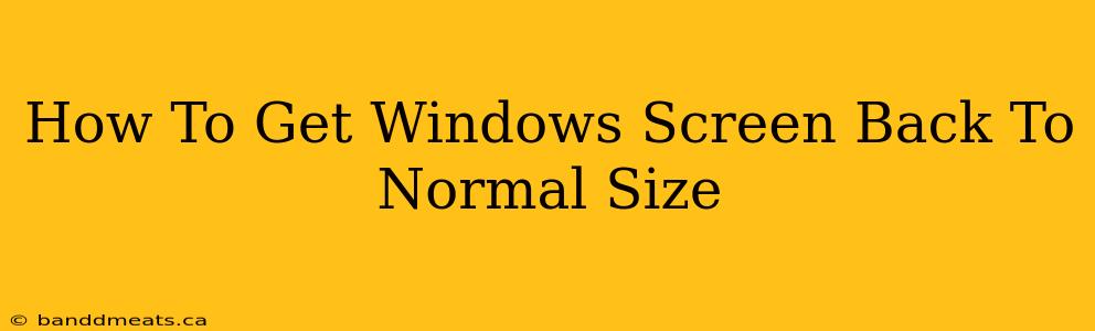 How To Get Windows Screen Back To Normal Size