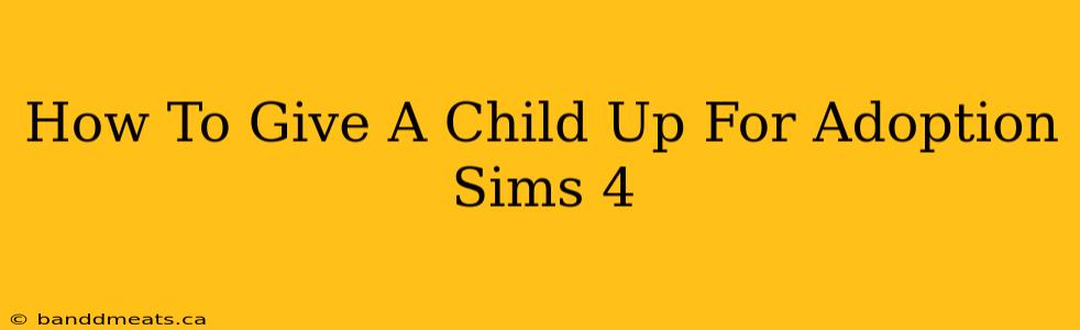 How To Give A Child Up For Adoption Sims 4