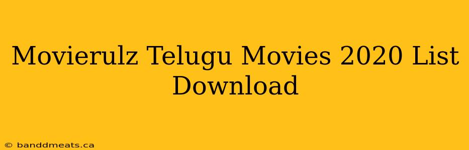 Movierulz Telugu Movies 2020 List Download