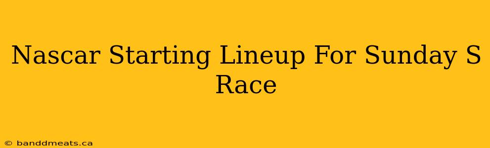 Nascar Starting Lineup For Sunday S Race