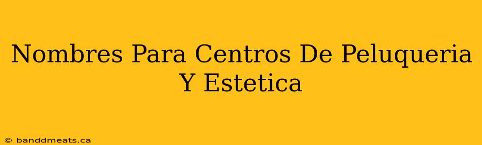 Nombres Para Centros De Peluqueria Y Estetica