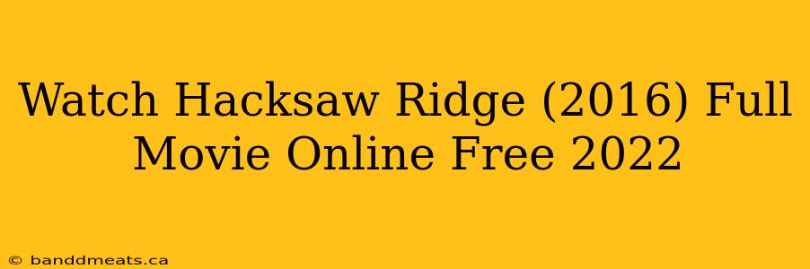 Watch Hacksaw Ridge (2016) Full Movie Online Free 2022